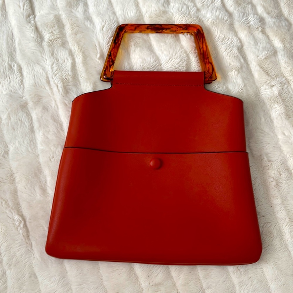 IM HEART Imoshion Handbag, Burnt Orange, Vegan Leather, Button Front Snap, NWOT